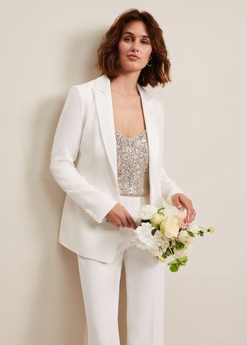 Phase Eight Beatriz Satin Bridal Jackets White Canada | LAOHCQ-231